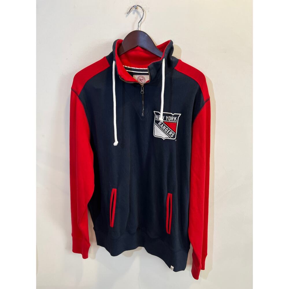 Men's New York Rangers Quarter Zip Sweater - size L